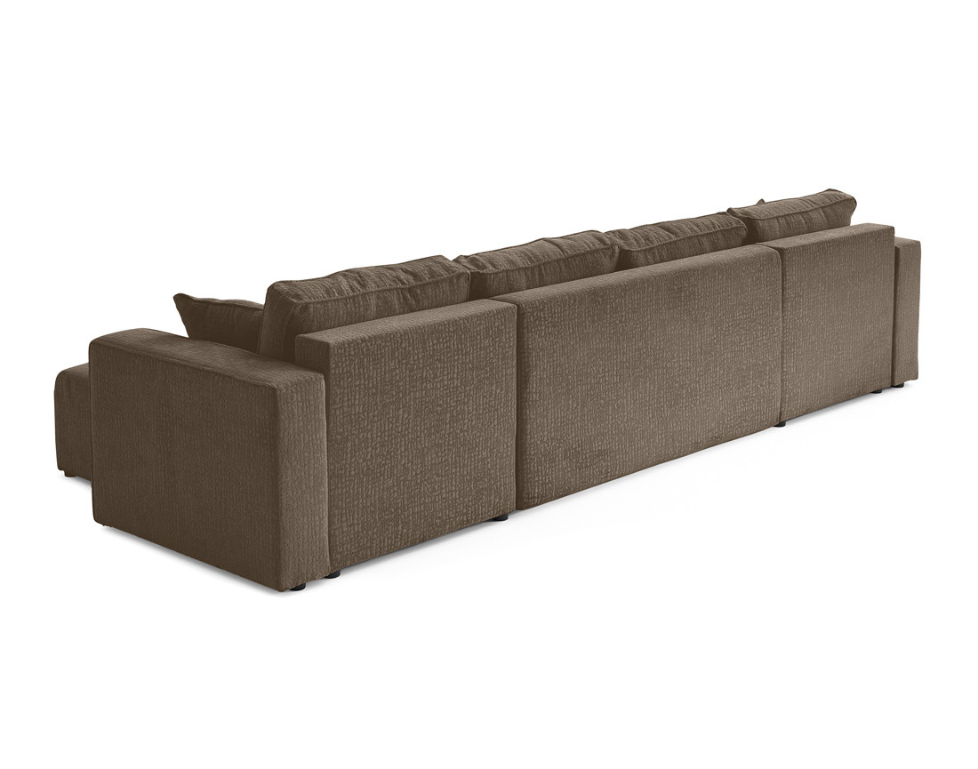 Canapé panoramique en U convertible avec coffre en tissu velours relief Topaze