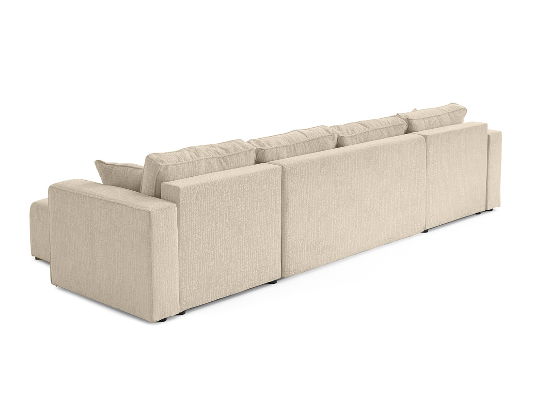 Canapé panoramique en U convertible avec coffre en tissu velours relief Topaze