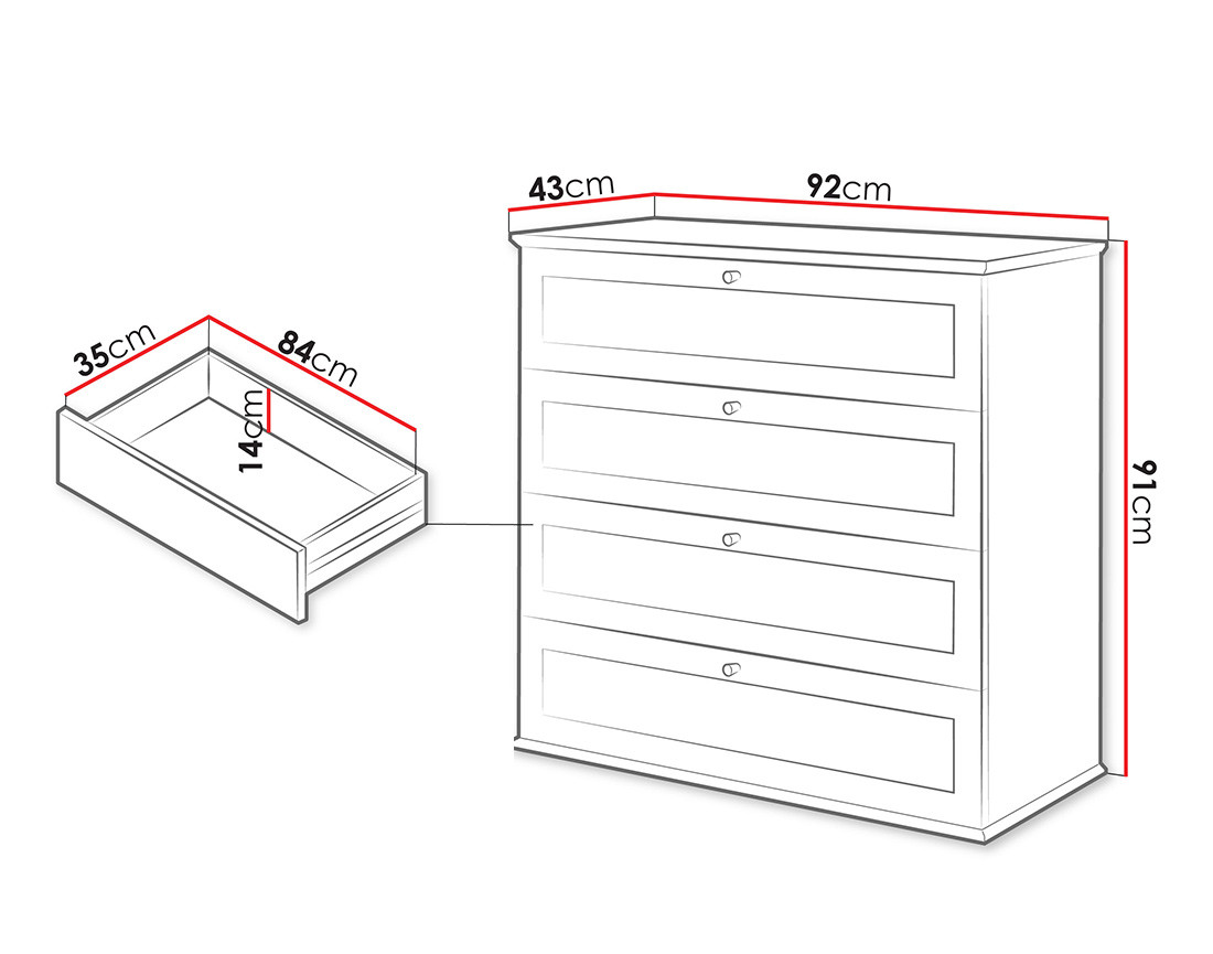 Commode bois et blanc 92 cm Francesco