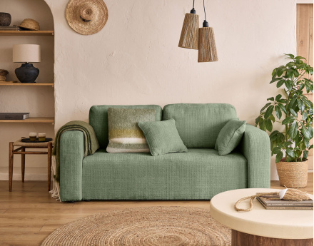 Canapé droit 2 places en velours texturé Miro