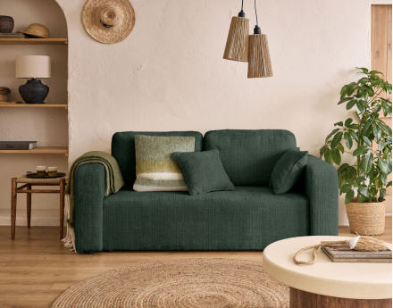 Canapé droit 2 places en velours texturé Miro