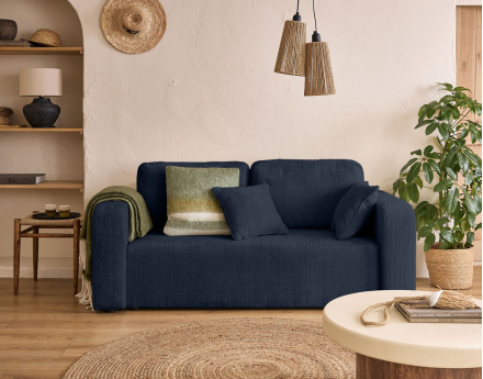 Canapé droit 2 places en velours texturé Miro