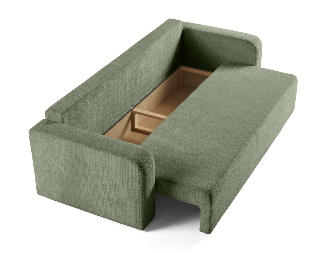 Canapé droit 3 places convertible avec coffre en velours texturé Miro