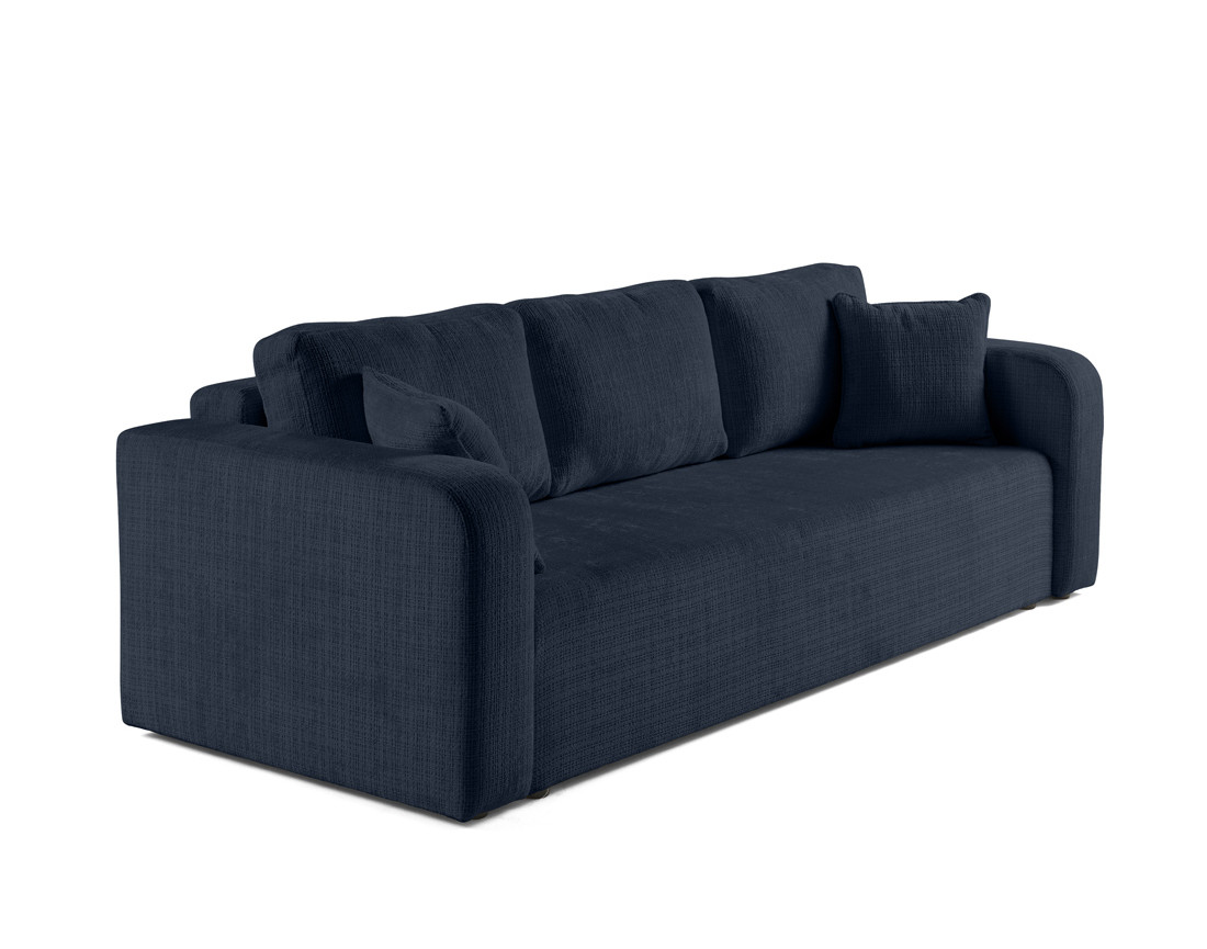 Canapé droit 3 places convertible avec coffre en velours texturé Miro