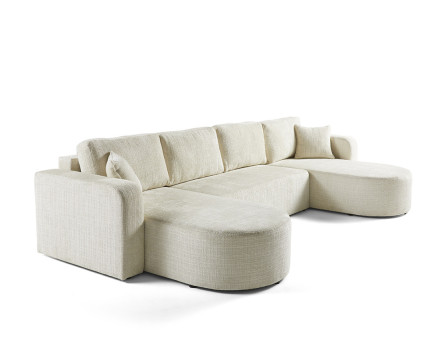 Canapé panoramique convertible avec coffre en velours texturé Miro