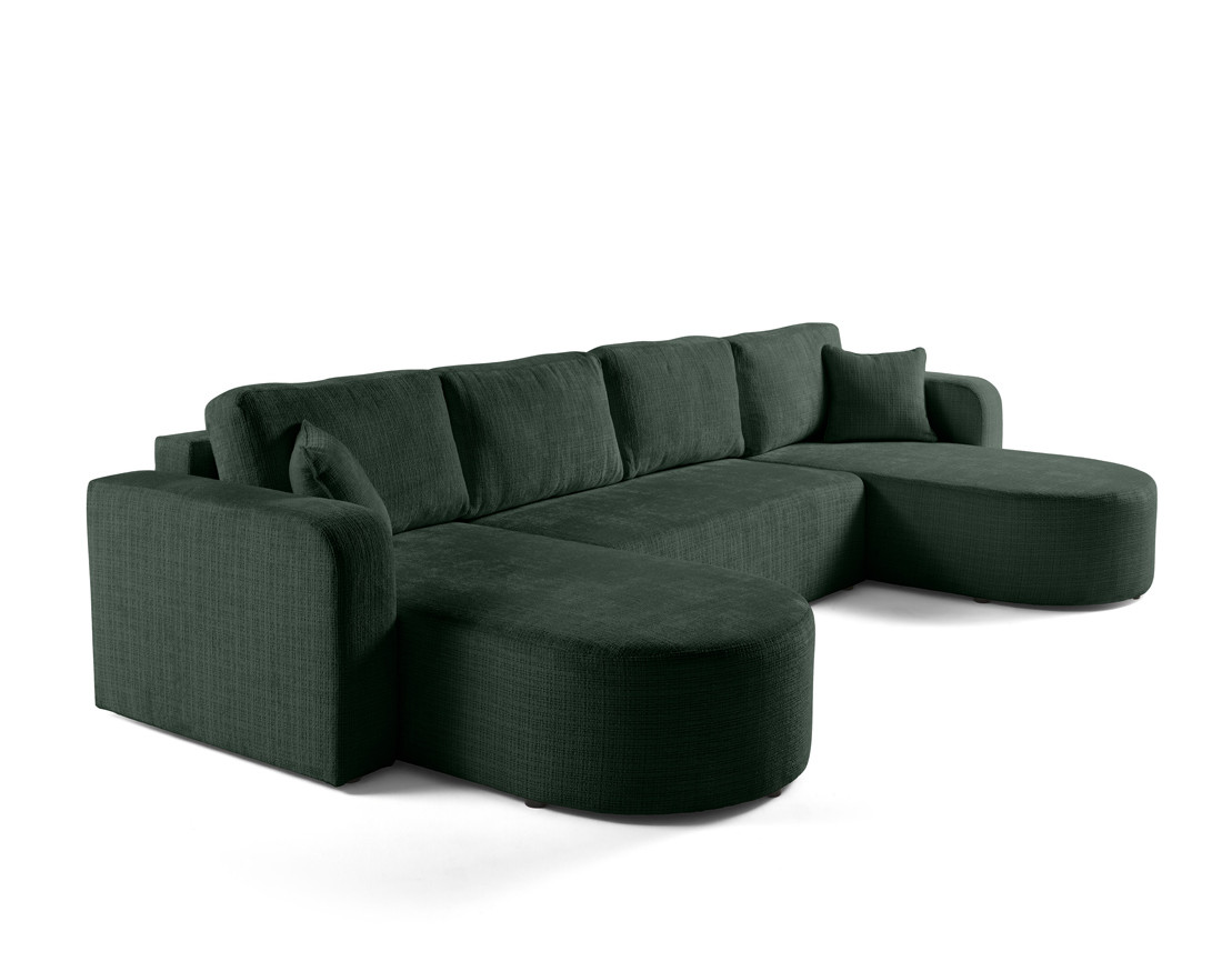 Canapé panoramique convertible avec coffre en velours texturé Miro