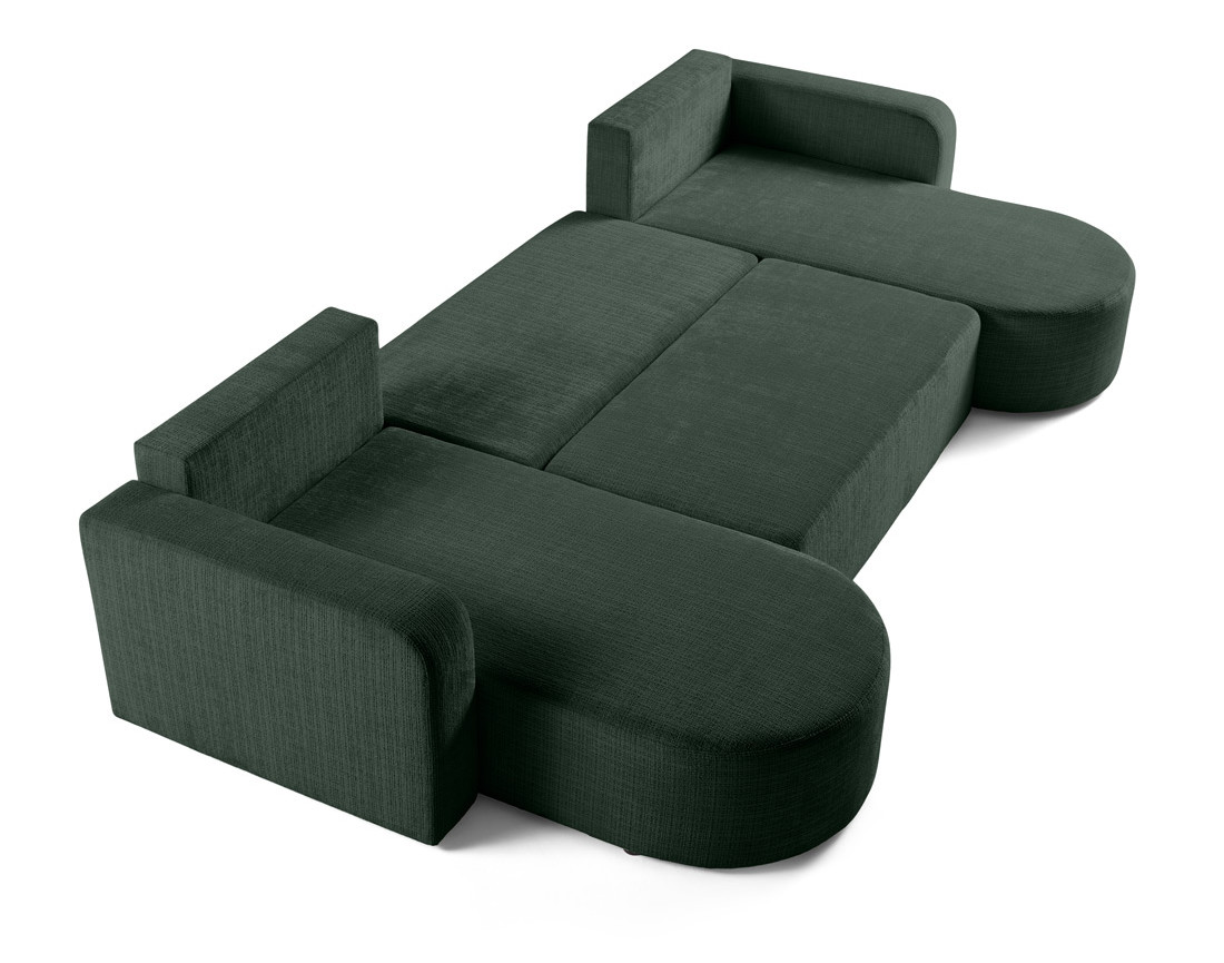 Canapé panoramique convertible avec coffre en velours texturé Miro