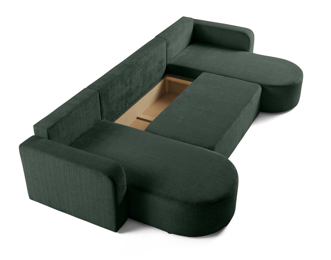 Canapé panoramique convertible avec coffre en velours texturé Miro