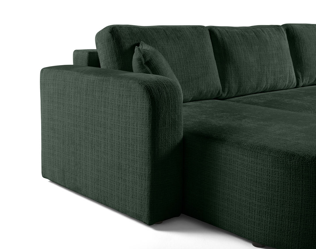 Canapé panoramique convertible avec coffre en velours texturé Miro