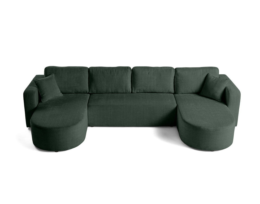 Canapé panoramique convertible avec coffre en velours texturé Miro