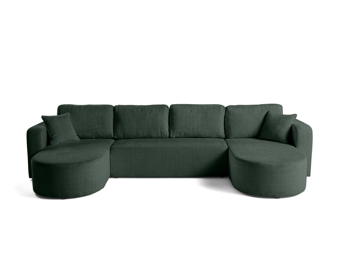 Canapé panoramique convertible avec coffre en velours texturé Miro