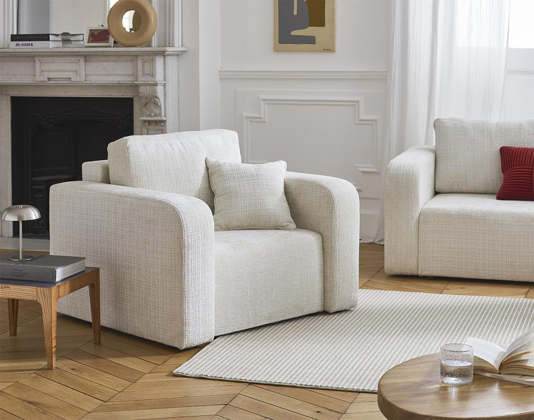 Fauteuil en velours texturé Miro