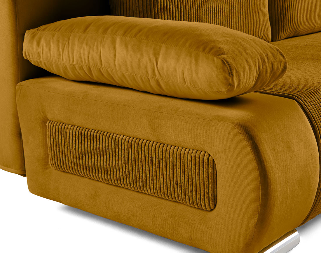 Canapé 3 places convertible avec coffre en velours et velours côtelé Elio