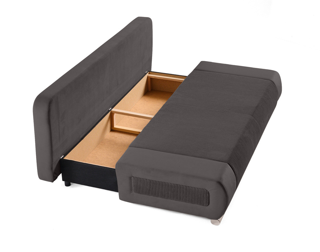 Canapé 3 places convertible avec coffre en velours et velours côtelé Elio