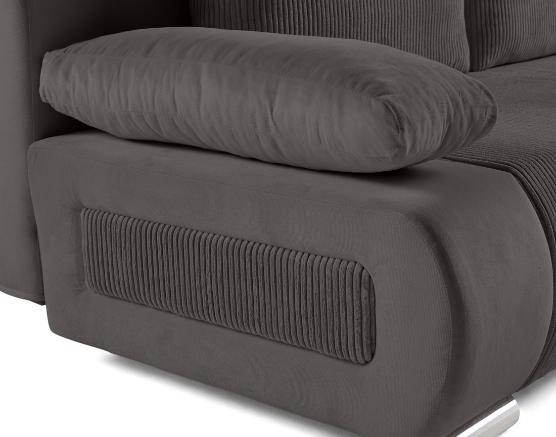 Canapé 3 places convertible avec coffre en velours et velours côtelé Elio