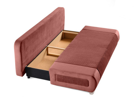 Canapé 3 places convertible avec coffre en velours et velours côtelé Elio