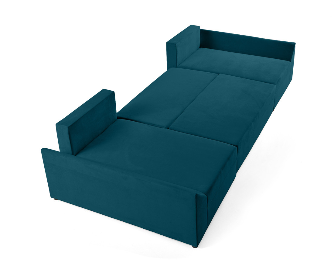 Canapé panoramique en U 7 places convertible avec coffre en velours Mike