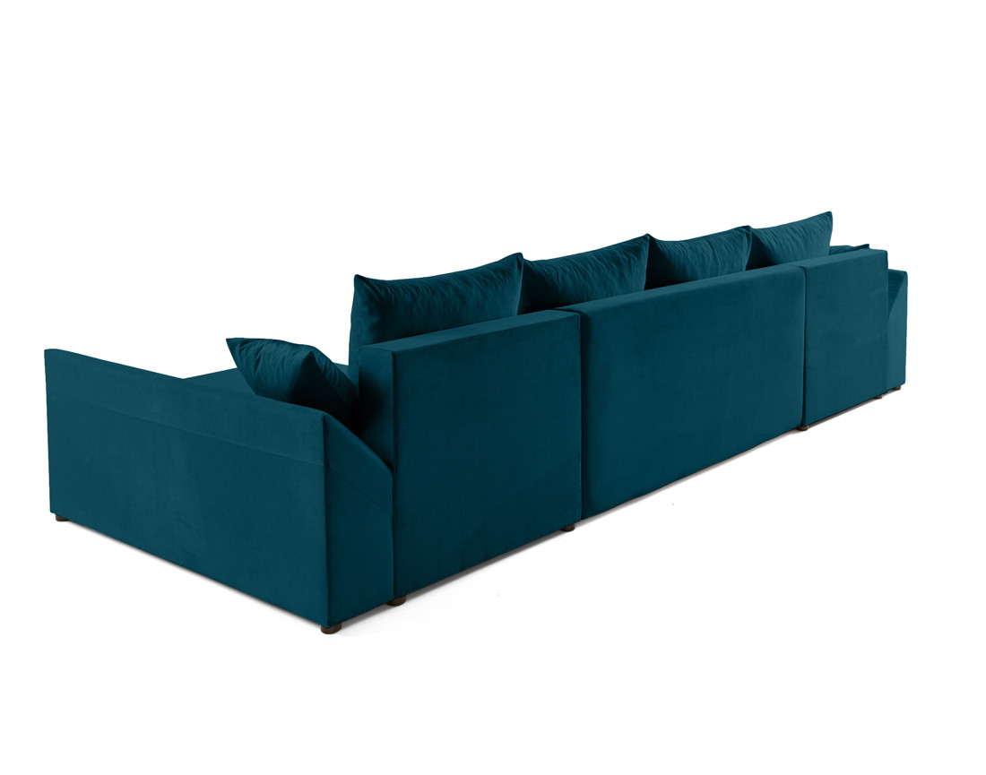 Canapé panoramique en U 7 places convertible avec coffre en velours Mike