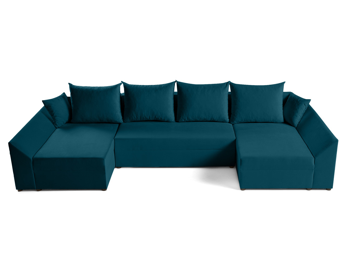 Canapé panoramique en U 7 places convertible avec coffre en velours Mike