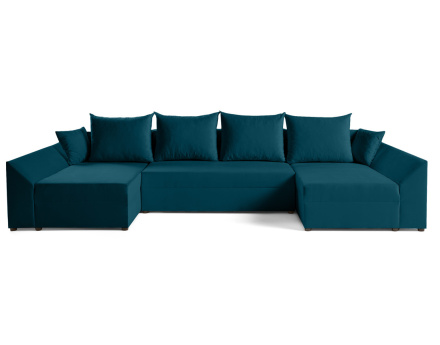 Canapé panoramique en U 7 places convertible avec coffre en velours Mike