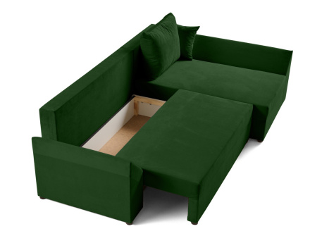 Canapé d'angle réversible 4 places convertible avec coffre en velours Mike