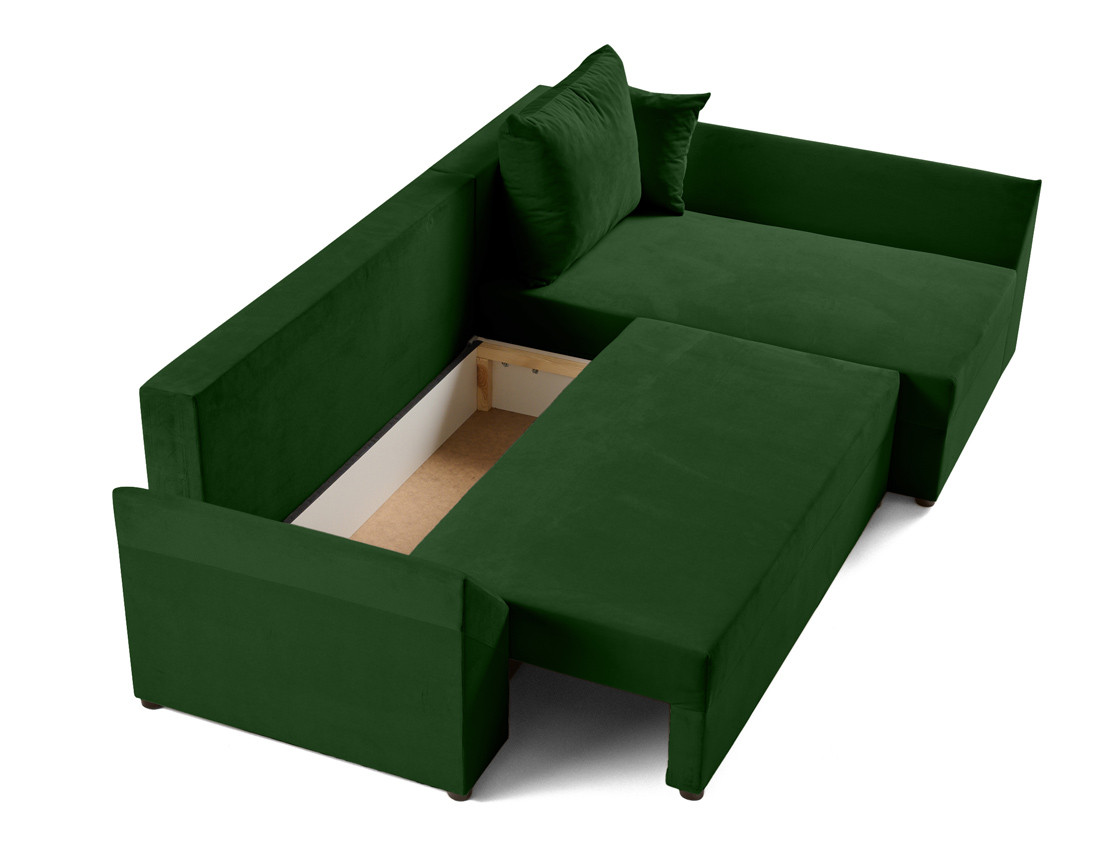 Canapé d'angle réversible 4 places convertible avec coffre en velours Mike