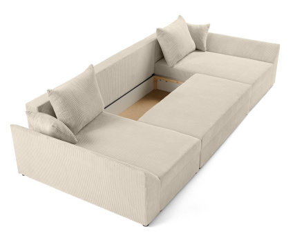 Canapé panoramique en U 7 places convertible avec coffre en velours côtelé Mike