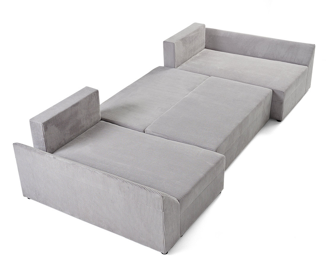 Canapé panoramique en U 7 places convertible avec coffre en velours côtelé Mike