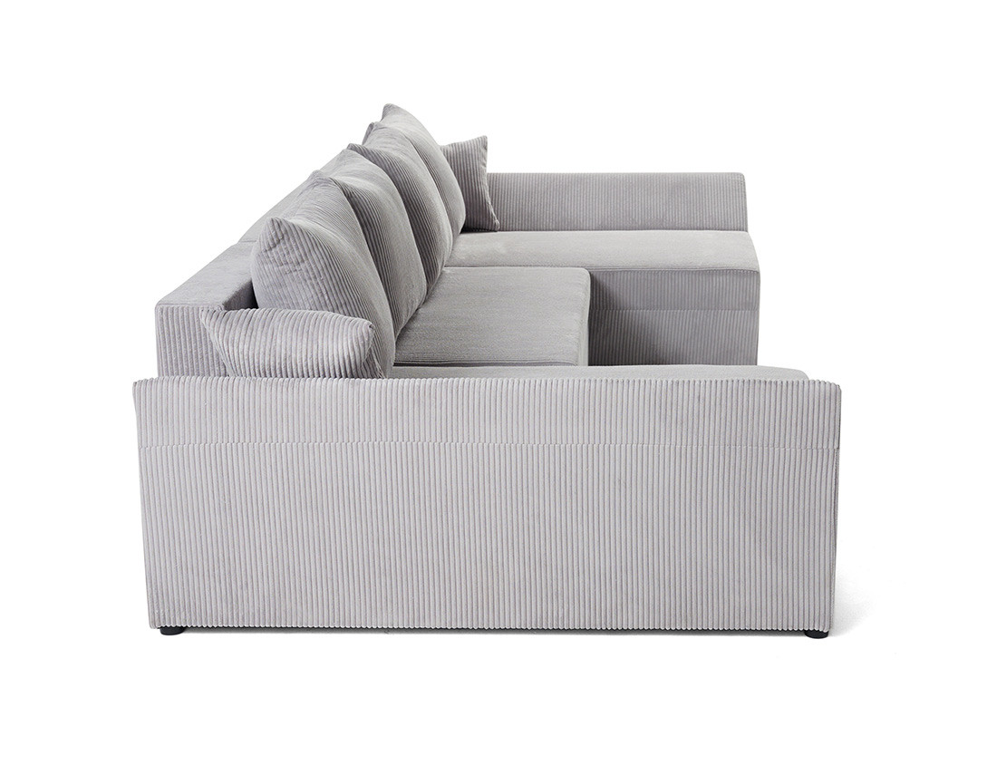 Canapé panoramique en U 7 places convertible avec coffre en velours côtelé Mike