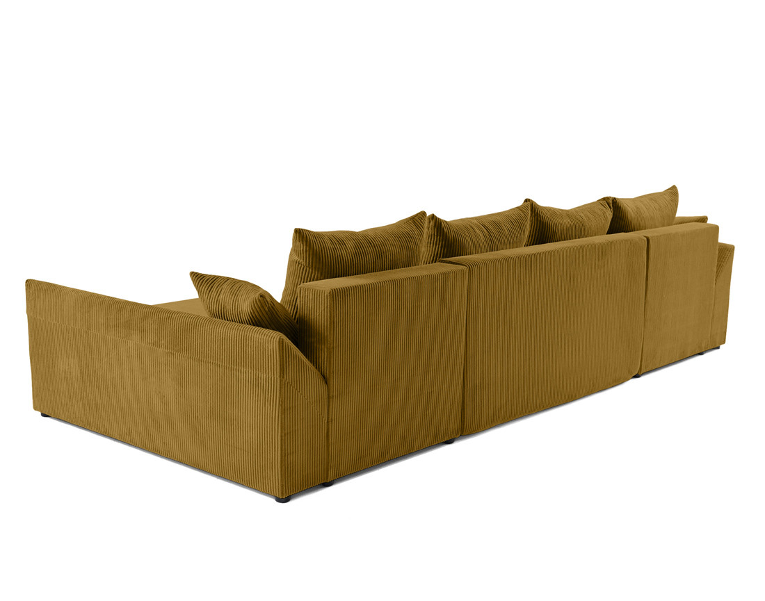 Canapé panoramique en U 7 places convertible avec coffre en velours côtelé Mike