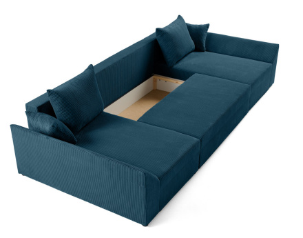 Canapé panoramique en U 7 places convertible avec coffre en velours côtelé Mike