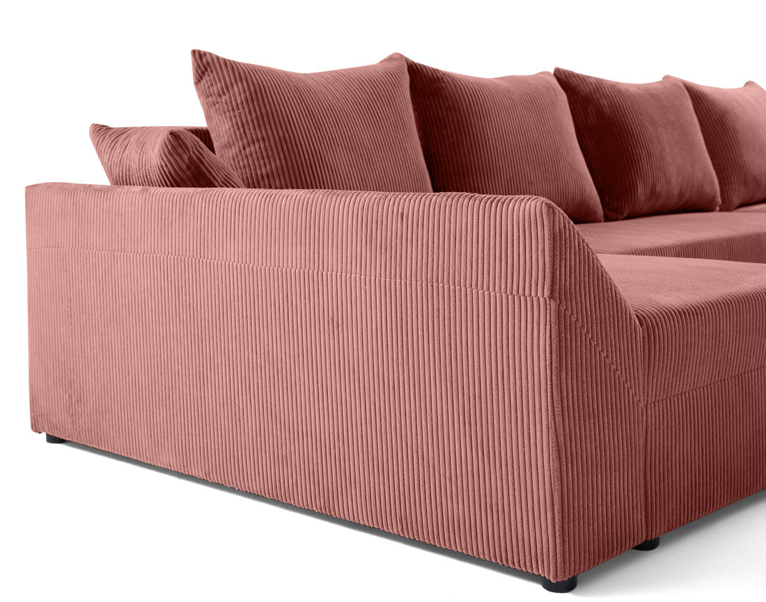 Canapé panoramique en U 7 places convertible avec coffre en velours côtelé Mike