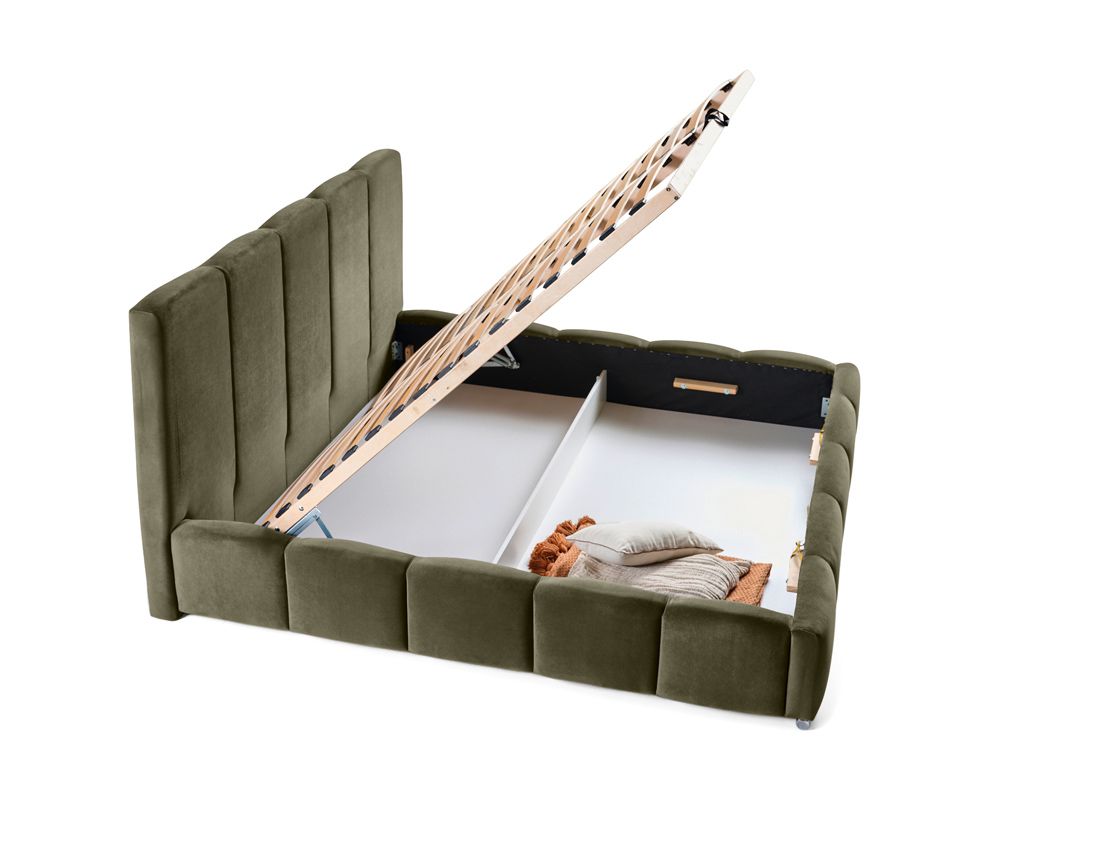 Torreon - lit coffre - 180x200 - sommier inclus - en velours Bestmobilier