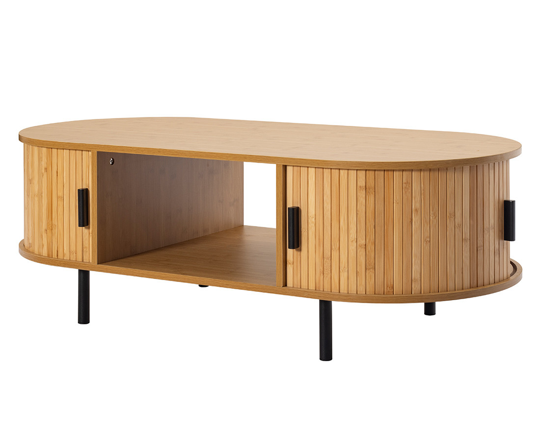 Table basse bambou 2 portes et 1 niche 120 cm Kofu