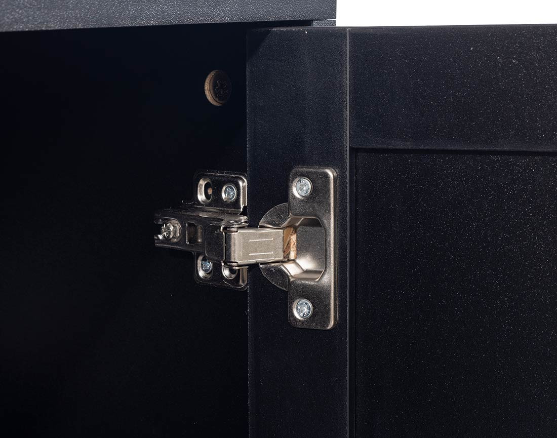 Meuble TV noir et cannage 2 portes et 2 niches 140 cm Goto