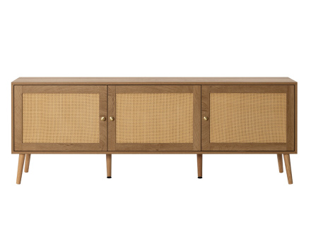 Meuble TV bois et cannage 3 portes 167 cm Goto