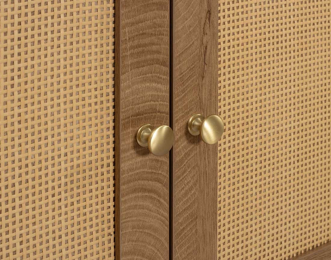 Meuble TV bois et cannage 3 portes 167 cm Goto