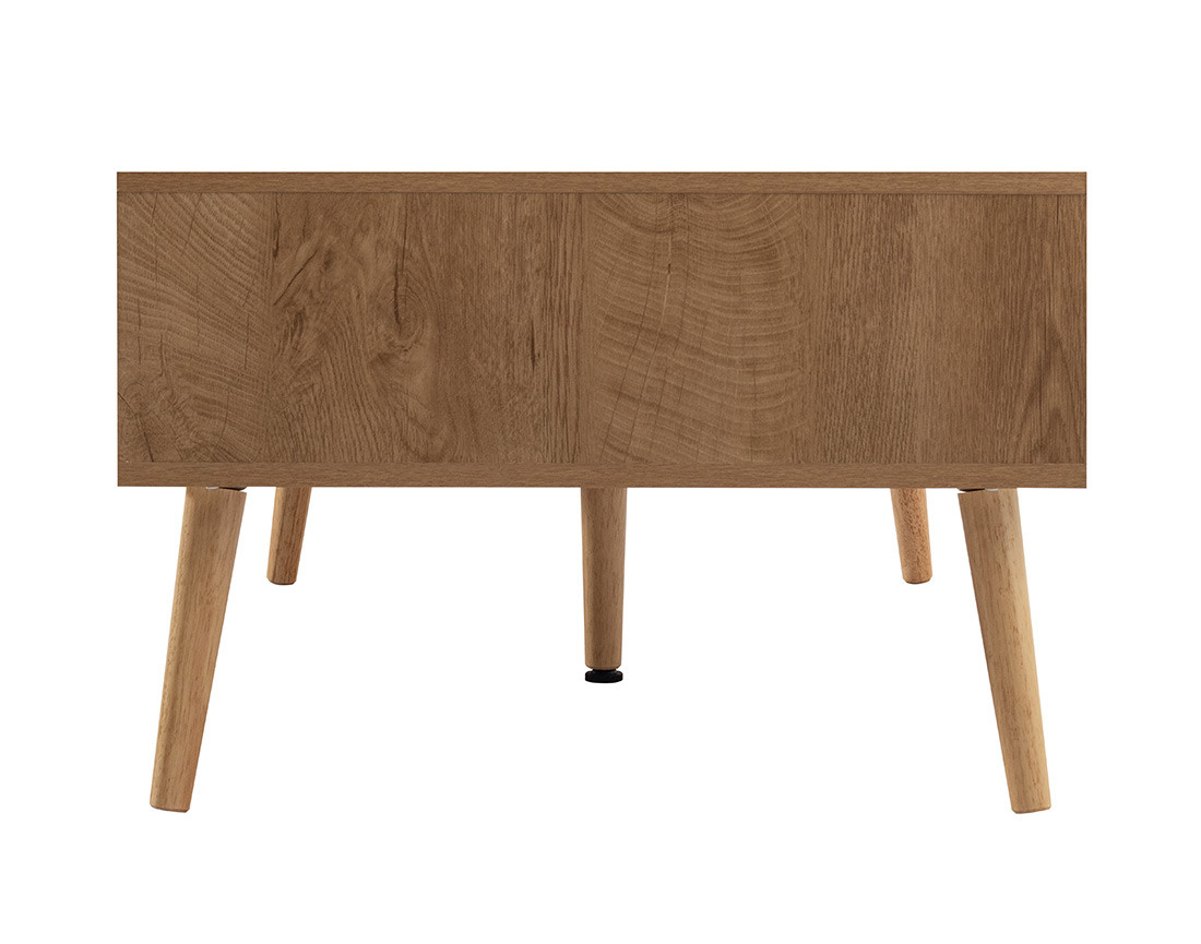 Table basse bois et cannage 1 tiroir et 1 niche 110 cm Goto