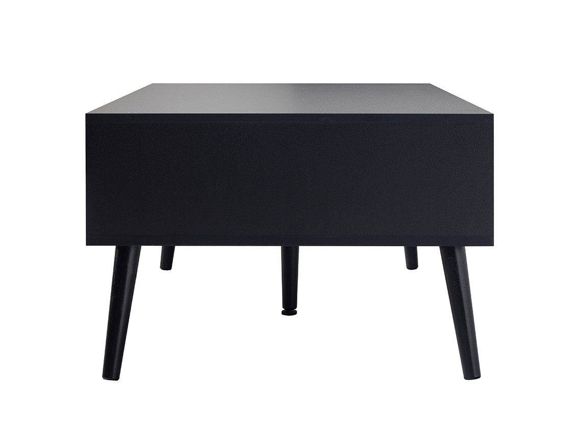 Table basse noir et cannage 1 tiroir et 1 niche 110 cm Goto