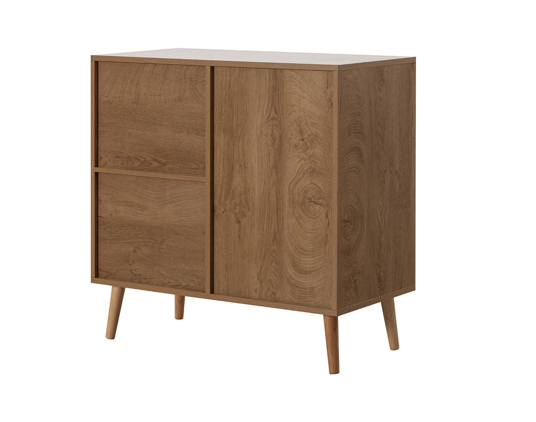 Buffet haut bois et cannage 2 niches et 1 porte 80 cm Goto