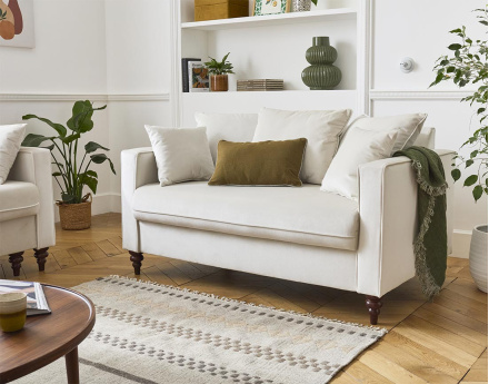 Canapé droit 2 places en velours Flamingo