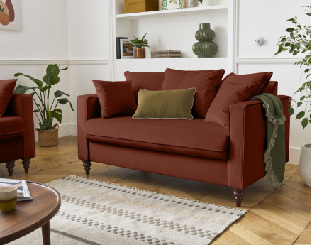 Canapé droit 2 places en velours Flamingo