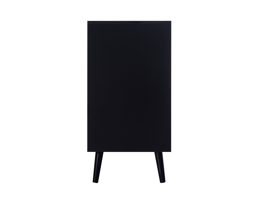 Buffet haut noir et cannage 2 niches et 1 porte 80 cm Goto