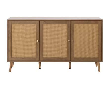 Buffet bas bois et cannage 3 portes 140 cm Goto