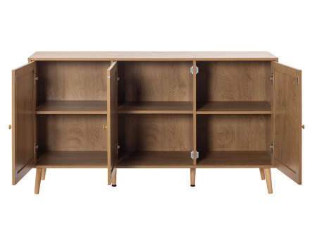 Buffet bas bois et cannage 3 portes 140 cm Goto