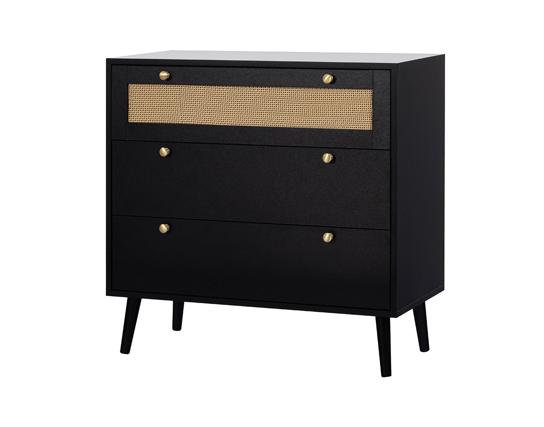 Commode noir et cannage 80 cm Goto