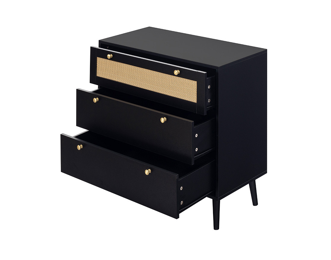 Commode noir et cannage 80 cm Goto