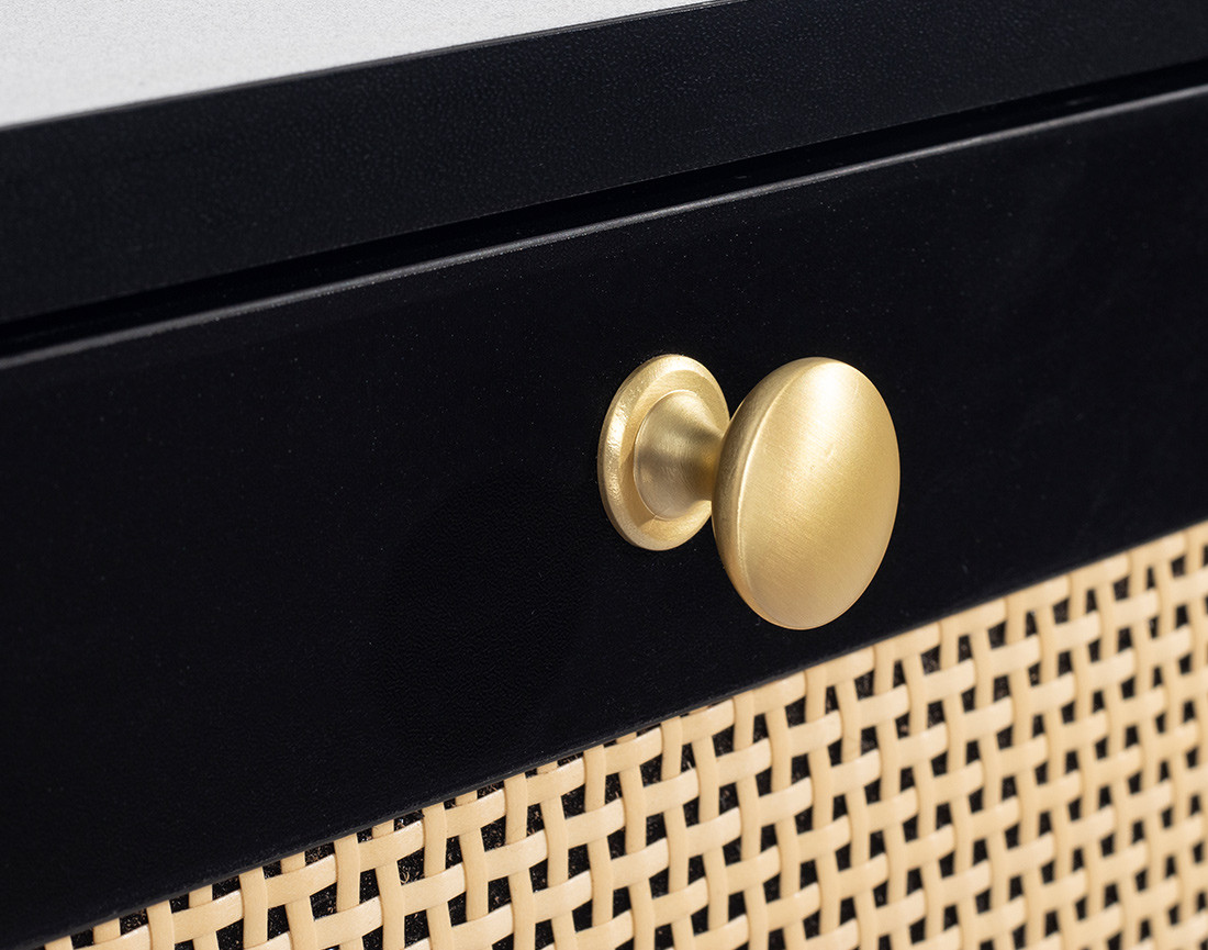 Commode noir et cannage 80 cm Goto