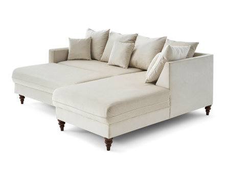 Canapé d'angle droit 4 places convertible en velours Flamingo