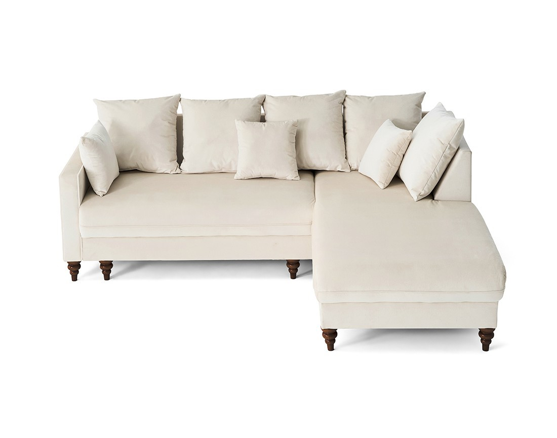 Canapé d'angle droit 4 places convertible en velours Flamingo